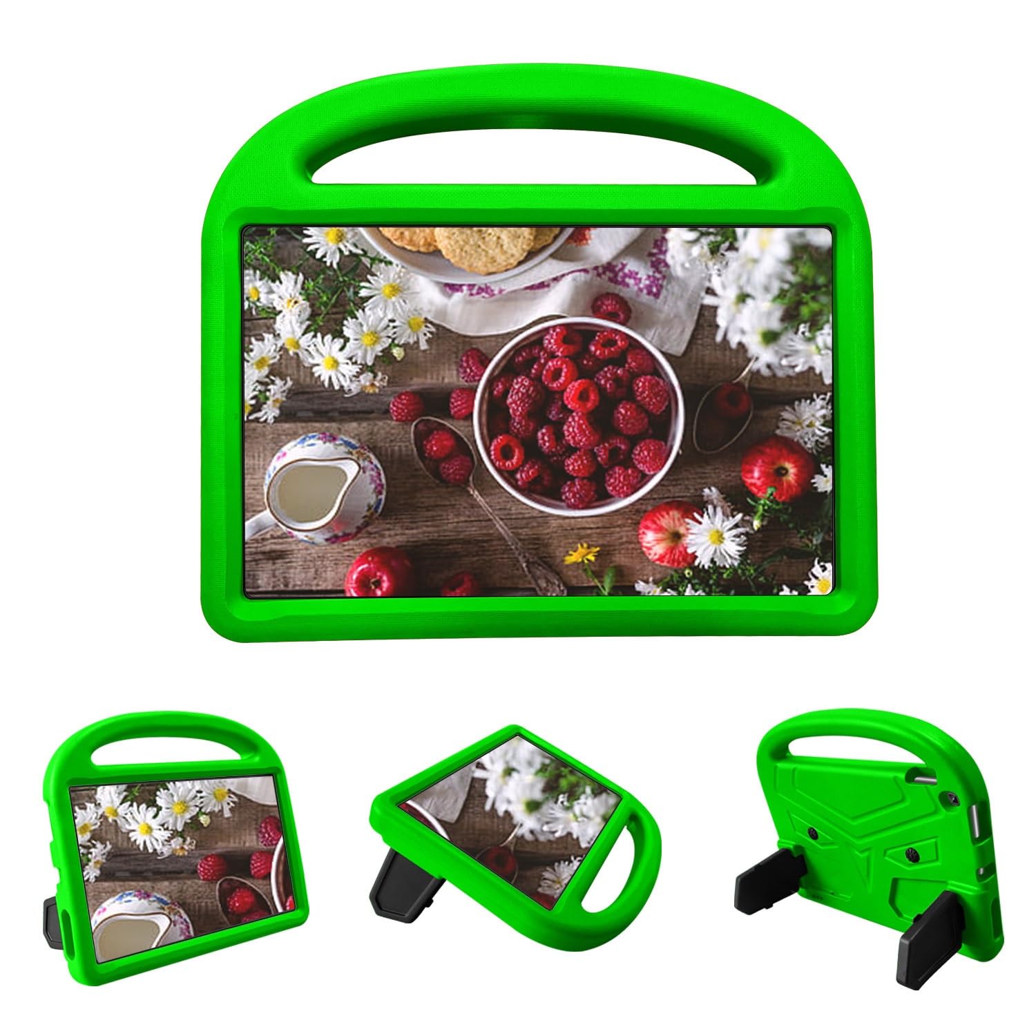 Pokrowiec na tablet Etui na tablet dla dzieci kompatybilne z Kindle Fire HD10 (wydanie 2020/2019/2017) - Wytrzymała, lekka, odporna na wstrząsy pianka EVA, uchwyt ochronny, osłona stojaka(Ye?il)