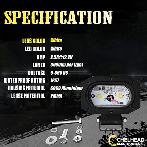 Miniatura 4 de Chelhead Luces de conducción LED de 4 pulgadas de 40 W, 4000 lúmenes, 6500 K, luces LED blancas para todo terreno, luces de trabajo LED para