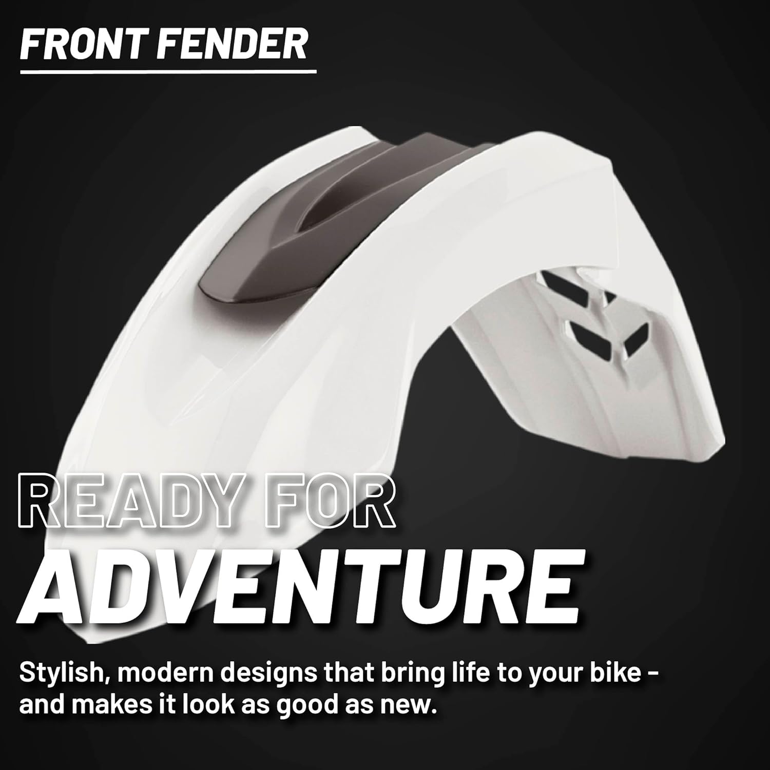 Polisport Supermoto (SM) Motocross (MX) UFX Front Fender - Universal Fit for all Full Size Dirt Bikes - White