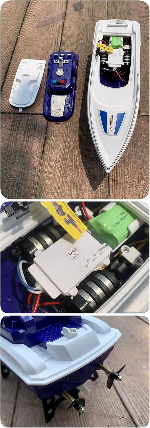 38CM RC 2.4G guardia costiera modello di nave intrattenimento estivo telecomando nave della polizia modello di intrattenimento dell'acqua, ad alta velocità 20Km/h telecomando motoscafo