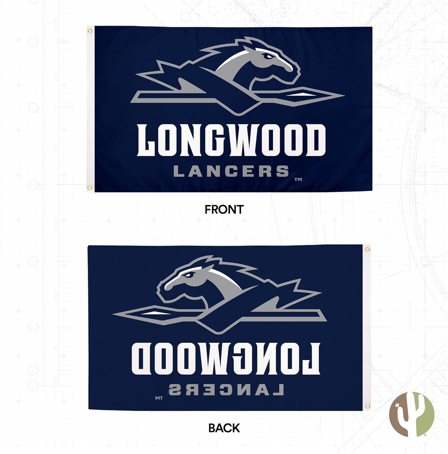 Desert Cactus Longwood University LU Flag - 3 x 5 Feet Lancers Banner, Indoor/Outdoor Durable Fabric, 100% Polyester Design (Style 1)