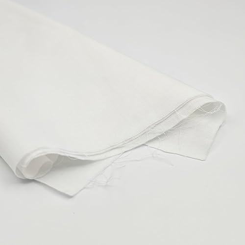 Miniatura 4 de Tela de muselina blanca, 100% algodón, 2 yardas x 59 pulgadas, 75 GSM, color blanco, material suave y ligero para forros, costura, manualidades,