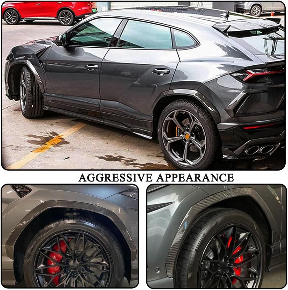 MCARCAR KIT Real Carbon Fiber Side Wheel Arch Flares Fit for Lamborghini Urus Sport Utility 4-Door 2018-2021 Car Fender Flares Arches Wheel Eyelid Eyebrow Factory Outlet (6PCS)