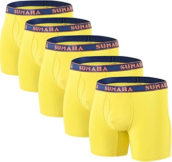 SUMABA Mens Underwear Breathable Long Leg No Ride-up Boxer Briefs for Men Open Fly M L XL 2XL 3XL