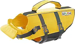 Outward Hound Colete salva-vidas para cães Granby Splash, colete salva-vidas de alta flutuabilidade para natação, passeios de barco e segurança na água, pequeno, amarelo