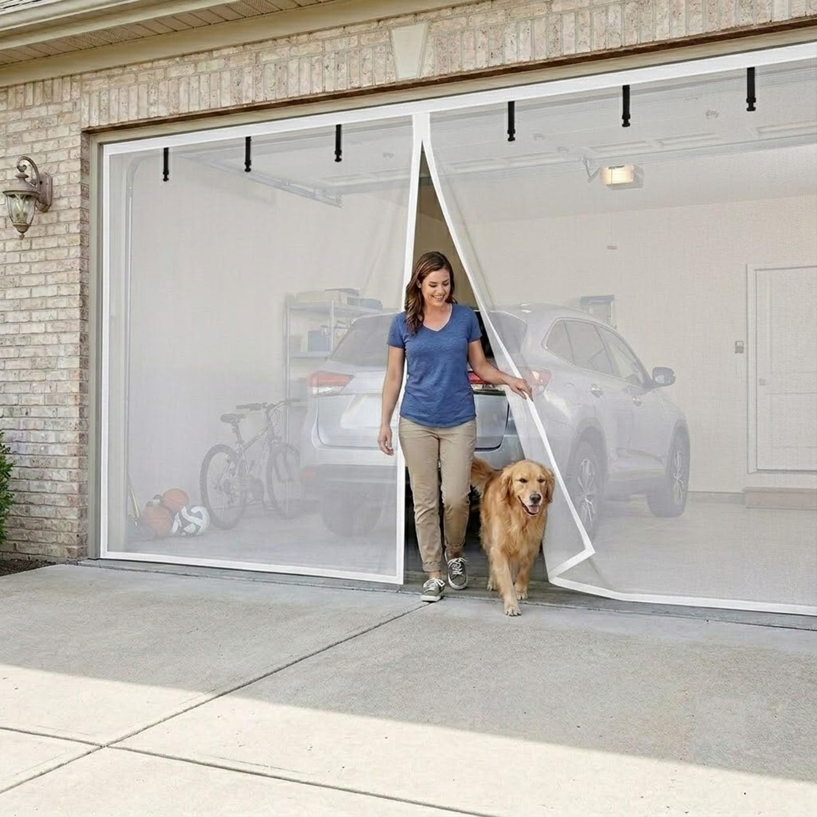 Moustiquaire de garage magnétique pour un passage mains libres