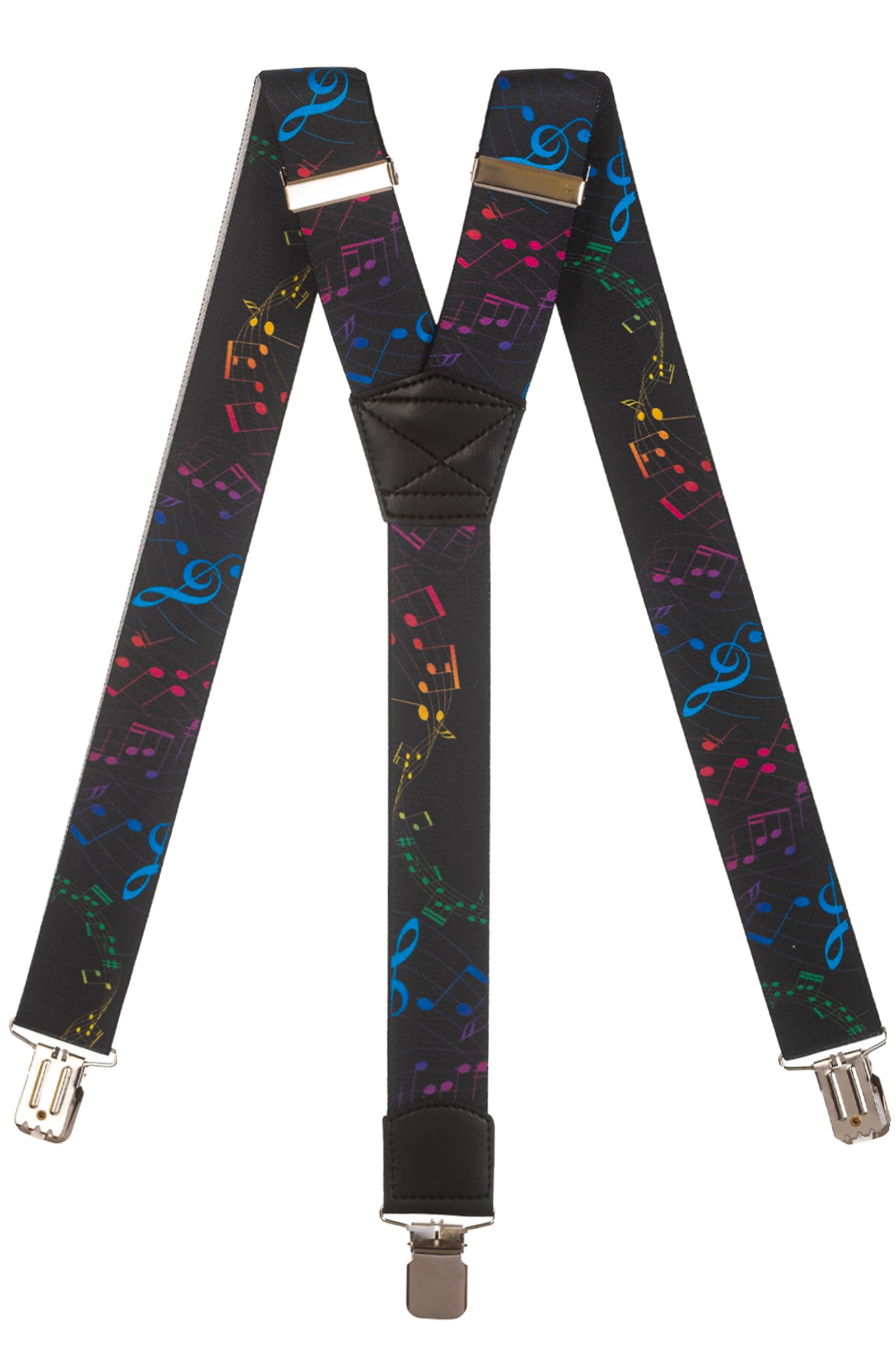Olata Men's Heavy Duty Printed Y-Shape Braces/Suspenders, 4cm - Musical Notes