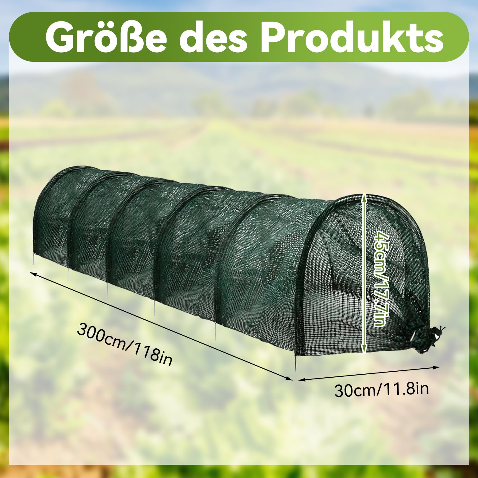 Tunnel de plantation, tunnel de jardin, pliable, 300 x 30 x 45 cm, tunnel de protection pour semis, serre avec système d'emboîtement, 6 arcs de tunnels, pour l'élevage, parterre surélevé, potager