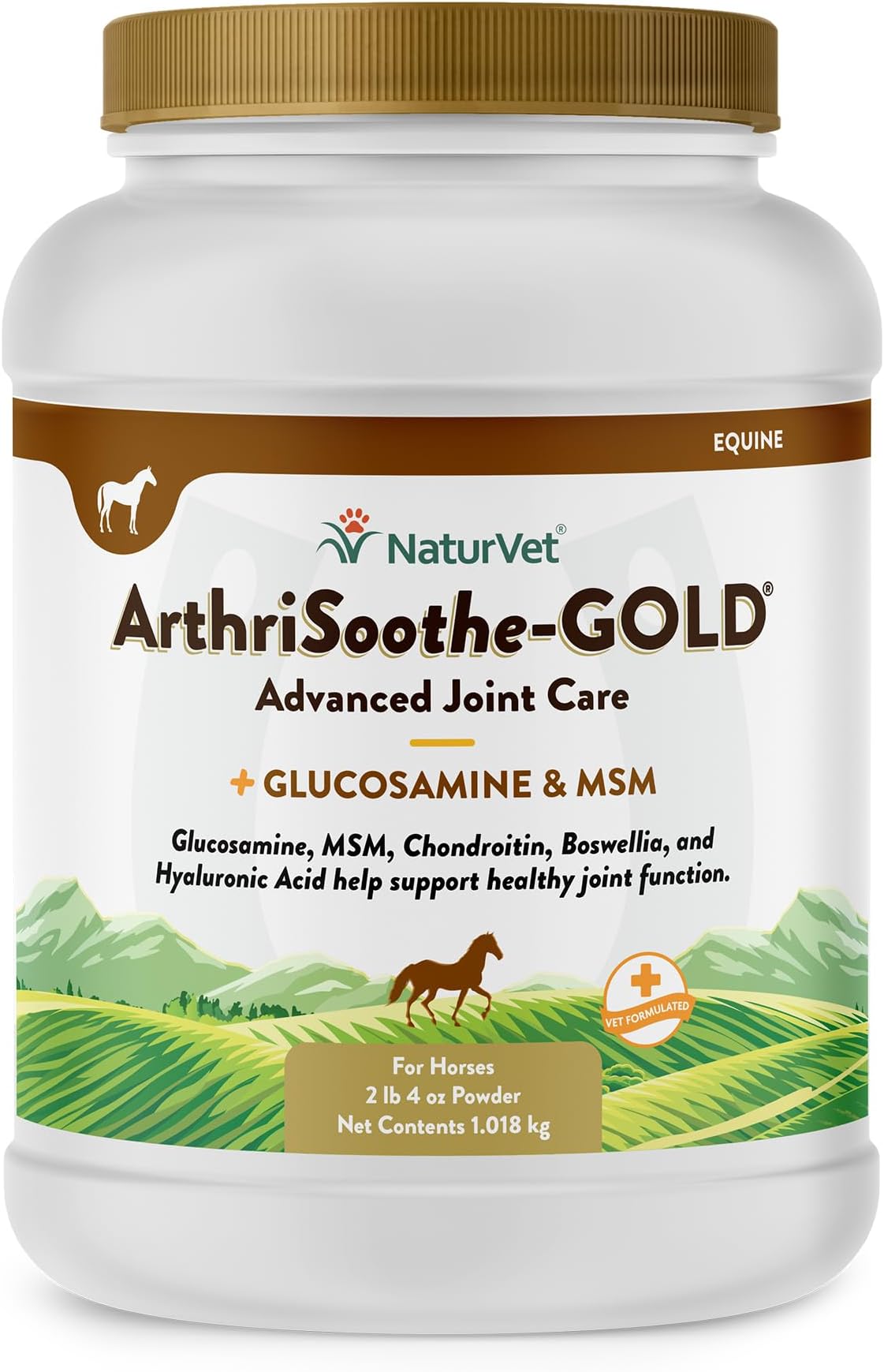 NaturVet ArthriSoothe Gold Advanced Joint Horse Supplement Powder – For Healthy Joint Function in Horses – Includes Glucosamine, MSM, Chondroitin, Hyaluronic Acid – 60 Day Supply