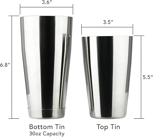Miniatura 7 de PG Boston Cocktail Kit  Juego de coctelera de acero inoxidable de alta calidad, acabado brillante de 30 onzas, coctelera de 2 piezas, kit de camarero