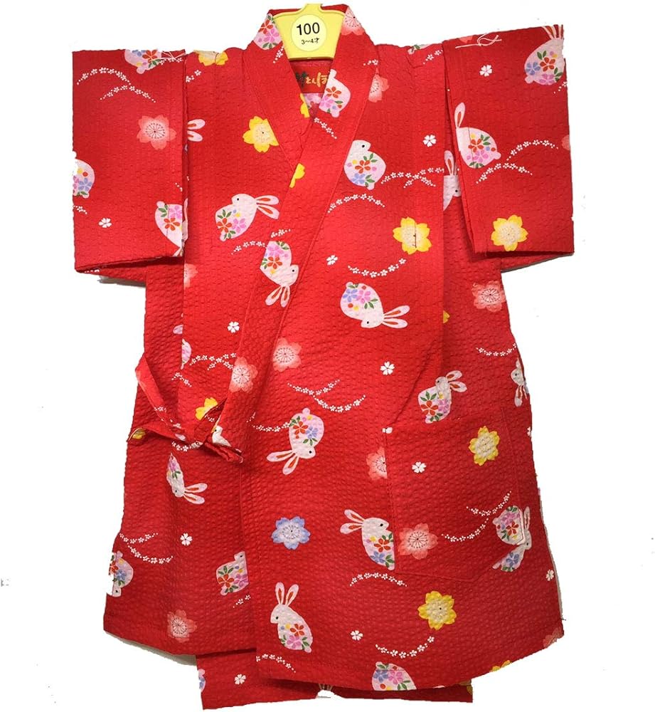 Amazon.co.jp: [竹とんぼ] 甚平 子供 日本製 キッズ 女の子 男の子 玉ウサギ 浴衣 リップル 甚平セット かわいい 柄甚平 和柄  ベビー甚平 花 フラワー 兎 うさぎ 夏 赤 レッド ベビー 女児 男児 幼児 園児 小学生 赤ちゃん(玉ウサギ(赤) 90サイズ) :