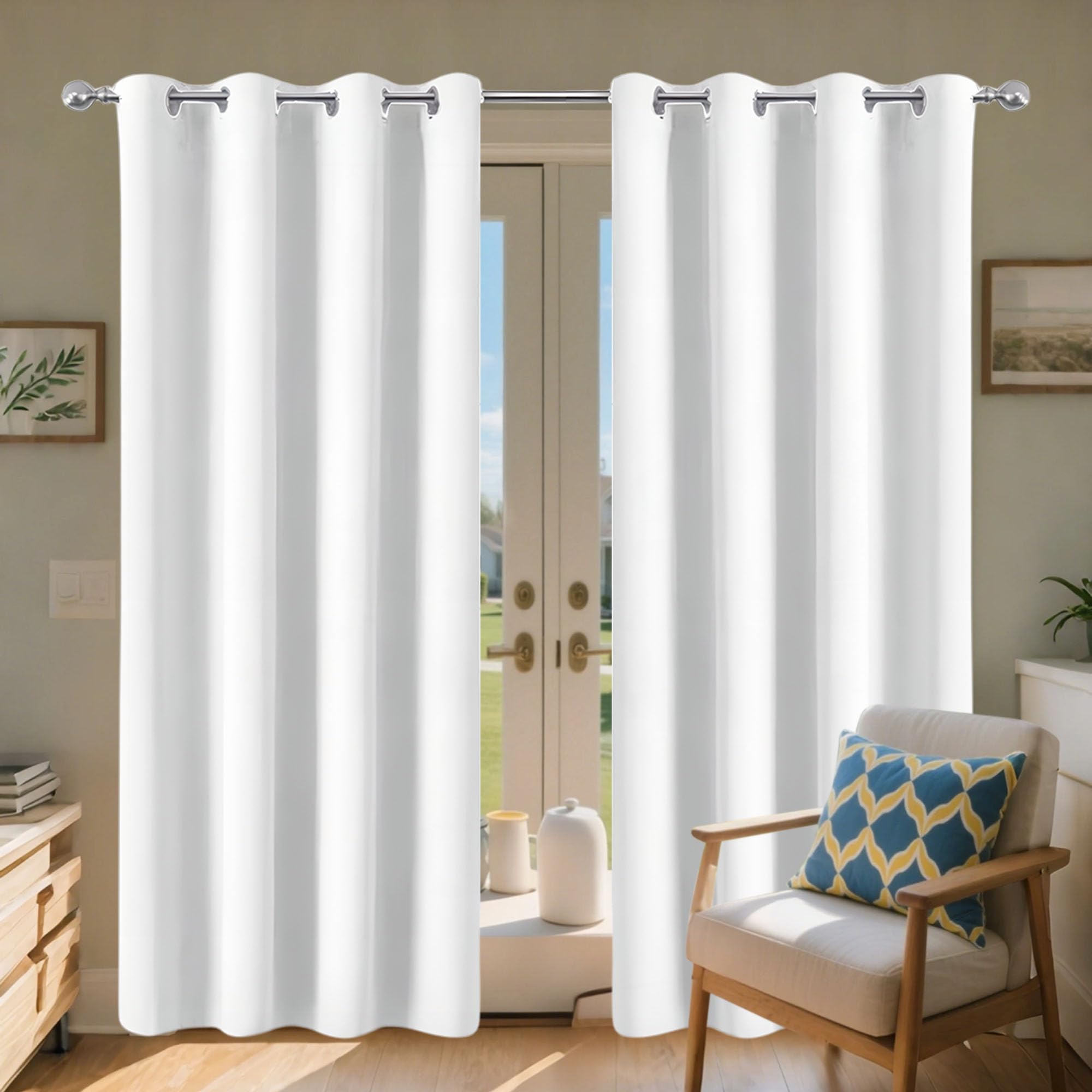 Rideau occultant blanc protecteur thermique pour un intérieur serein