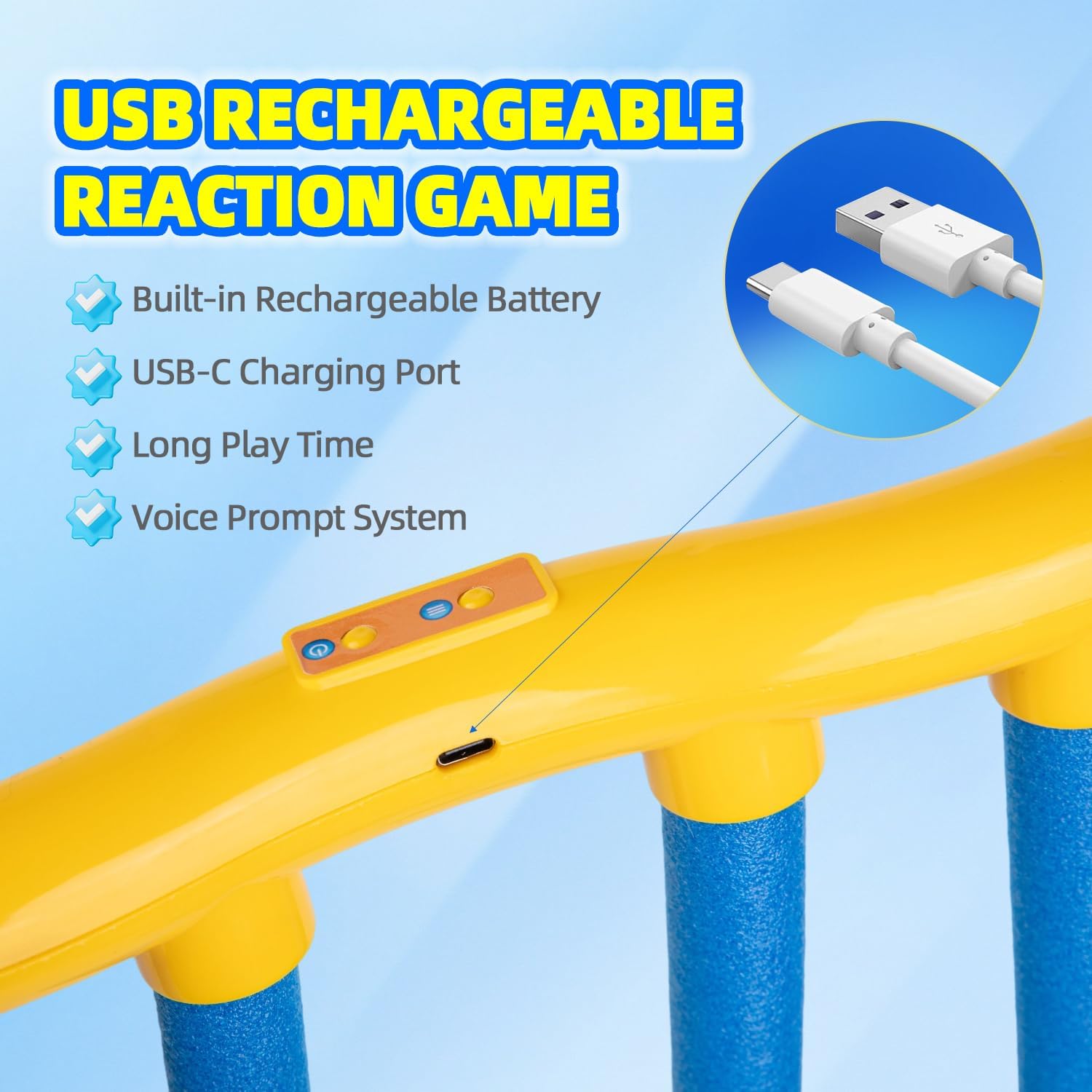 Reflex Drop Sticks Game, 6 Modes & 3 Speeds Hand-Eye Coordination Training Toy, Fun Catch Falling Sticks Reaction Game for Kids, Adults & Athletes, Sensory STEM Gift,(Yellow Blue)
