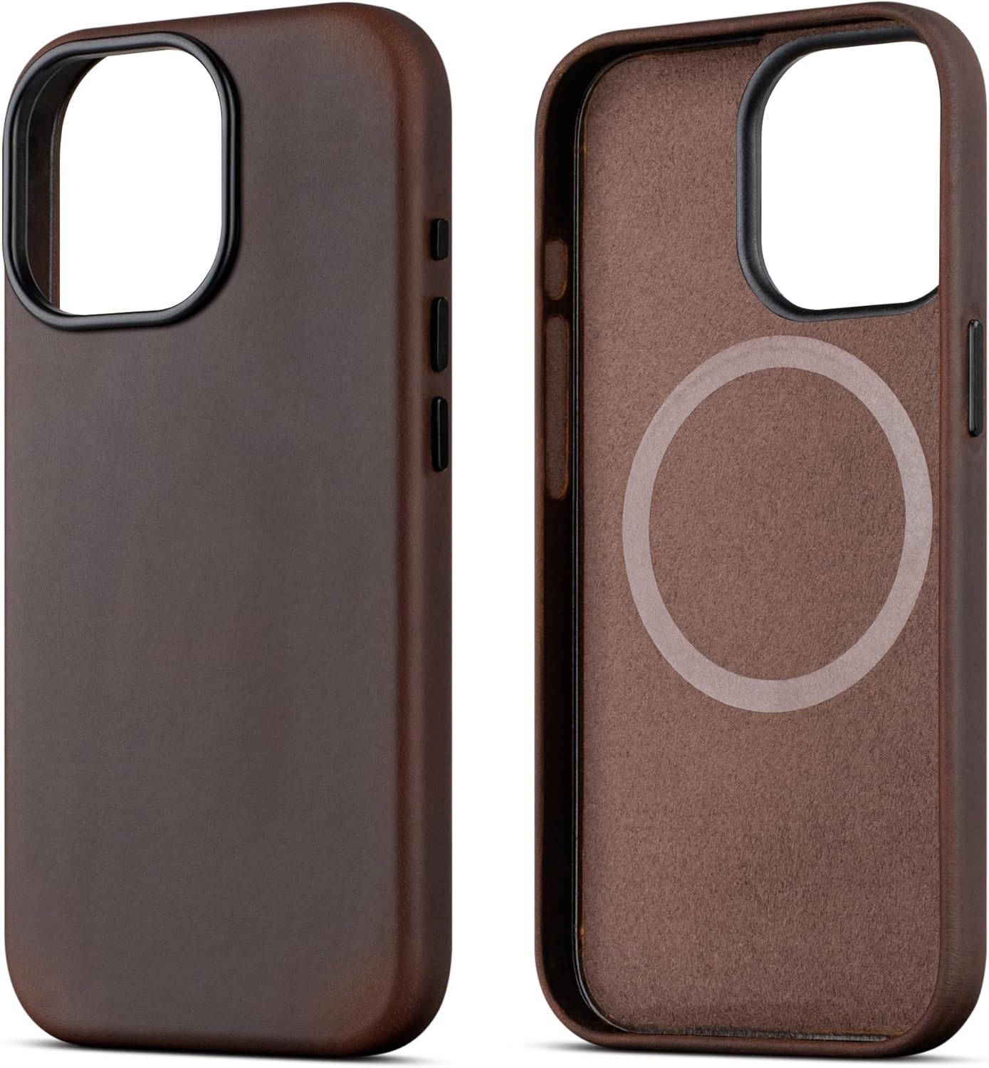 maogoam for iPhone 14 Pro Case Leather, Genuine Crazy Horse Leather Case for iPhone 14 Pro,Compatible with MagSafe, Indiana-Jones Style, Dark Brown