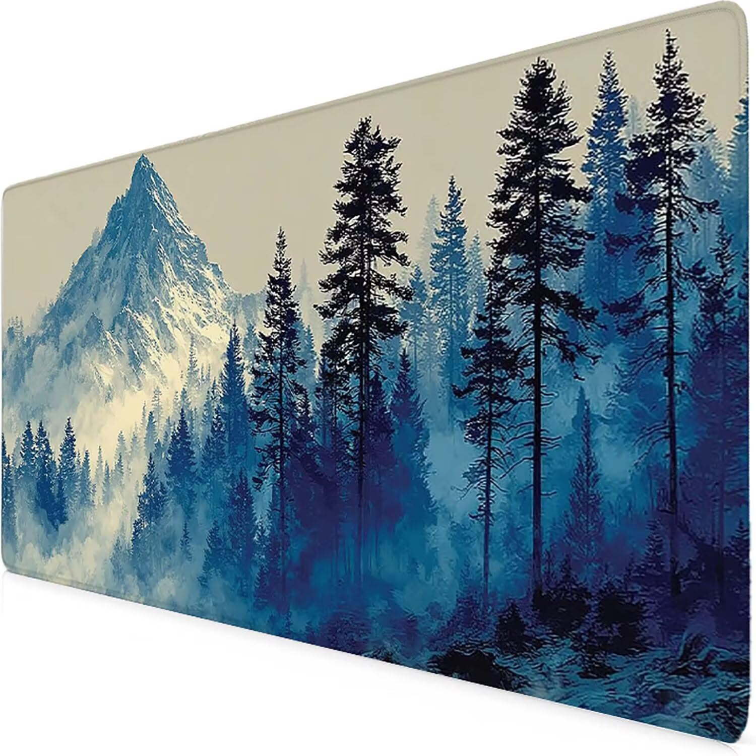 Blau Mauspad 80x40cm Schreibtischunterlage Schneebedeckter Berg Mauspad Gaming Leicht zu Reinigende, Rutschfest Tischunterlage Schreibtisch, Verbessert Präzision und Geschwindigkeit, Deko Büro 7328-2q