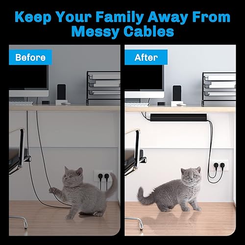 Vista 9 de Delamu Paquete de 2 Solución de Gestión de Cables Segura y Ordenada - Protege a Niños y Mascotas con Gestión de Cables para Hogar y Oficina Bajo