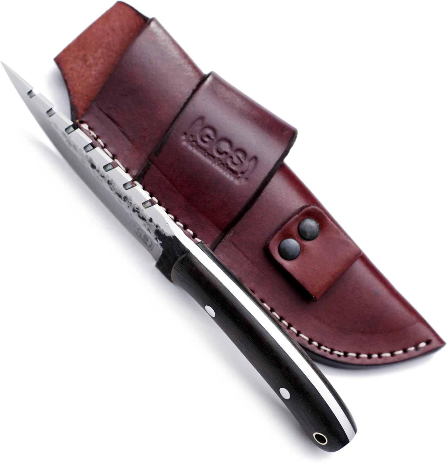 GCS Handmade Micarta Handle D2 Tool Steel Tactical knife Hunting Knife Camp Knife with leather sheath Full tang blade designed for Hunting & EDC GCS 910B