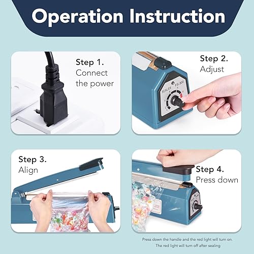 Vista 45 de METRONIC Sellador de impulso de 16 pulgadas, máquina selladora térmica manual para bolsas de plástico, selladores de bolsas retráctiles, máquina