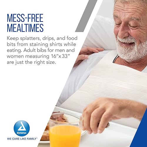 Miniatura 4 de Dynarex Baberos desechables Slipover para adultos, tejido de 1 capa, respaldo de poliéster impermeable, sin DEHP o látex de goma, 16 x 33 pulgadas,