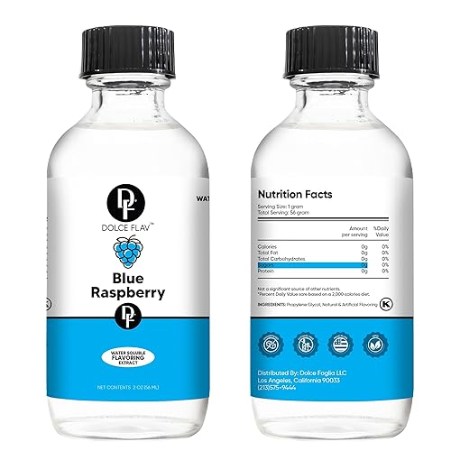 Miniatura 8 de Dolce Flav Extracto de frambuesa azul, 2 onzas, soluble en aceite, saborizante multiusos, ideal para hacer dulces, hornear, bálsamo labial y helado,