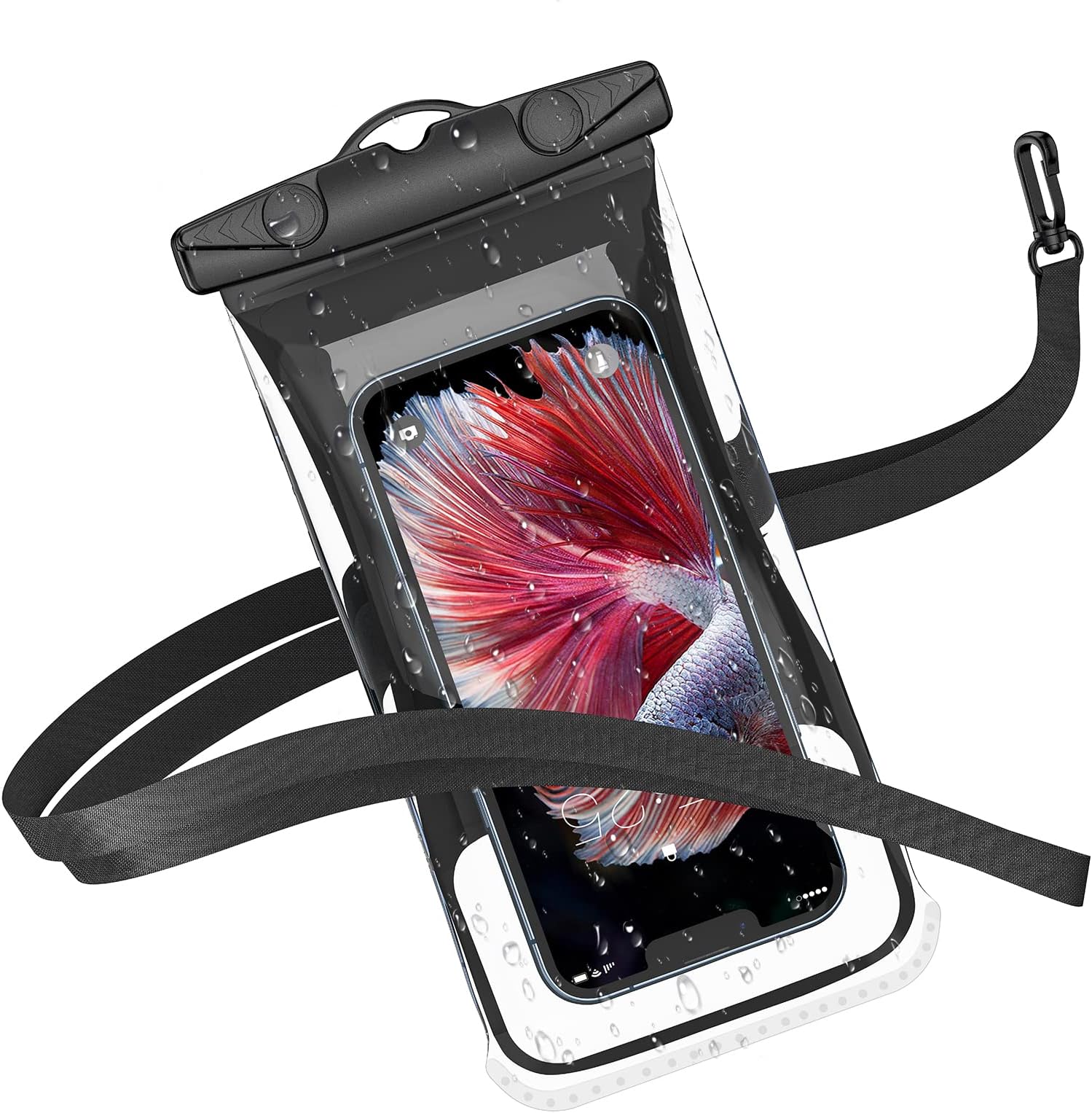 Waterproof Phone Case, IPX8 Universal Waterproof Floatable Phone Pouch Dry Bag for iPhone 13 12 11 XS max XR X 8 SE 2020 Samsung S22 S21 S20 Huawei P40 etc. up to 6.9"-Black