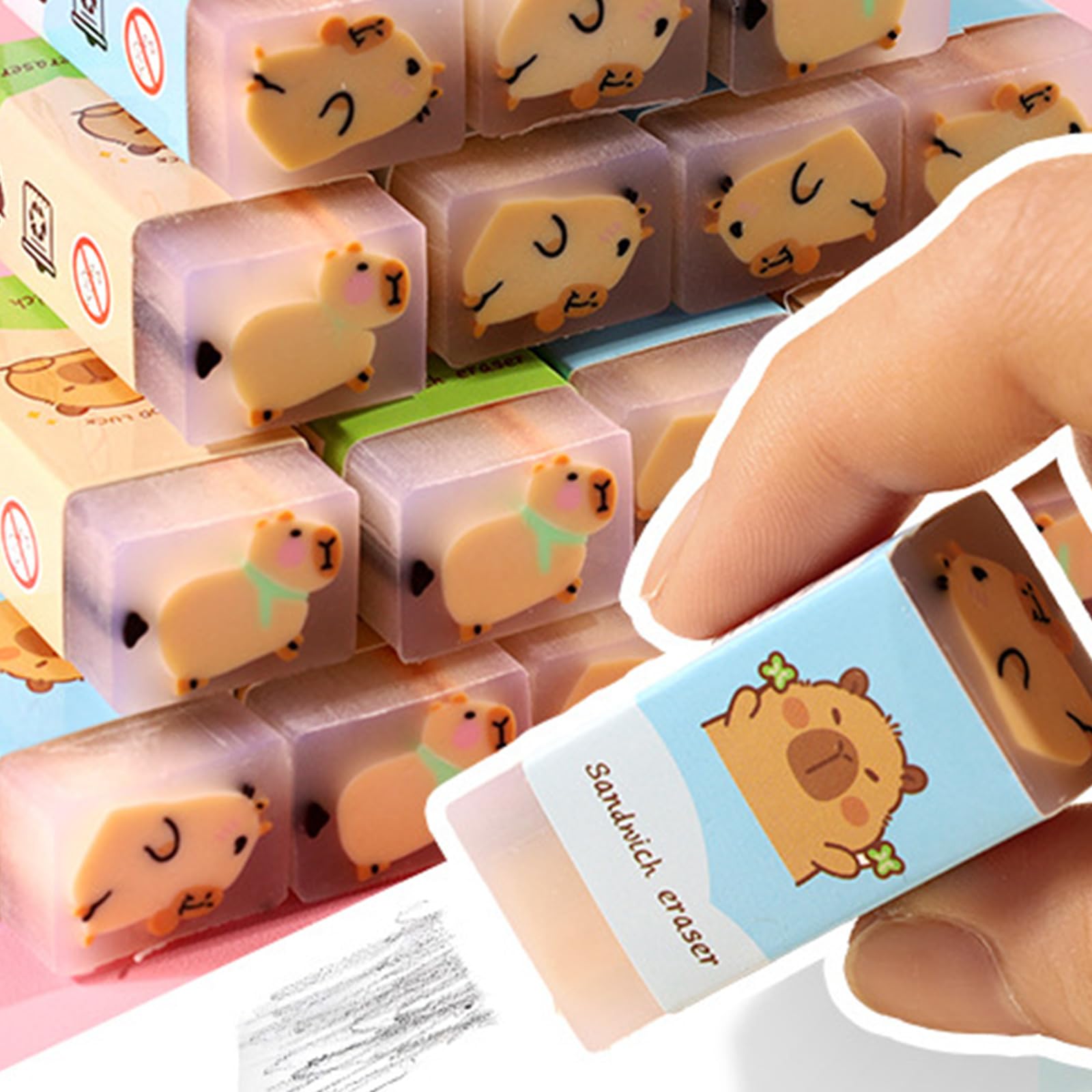 36 gomme colorate per cancellare a forma di animale, per studenti, bambini, aula, ricompensa, PVC, gomma morbida