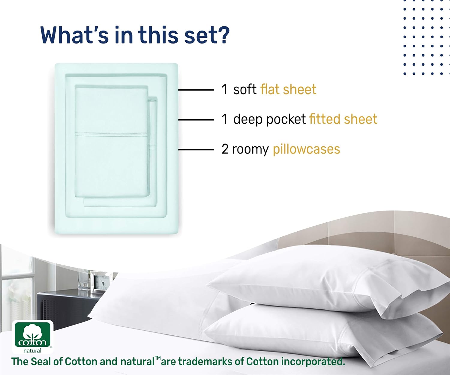 Hоt Dеаlѕ California Design Den 400 Thread Count 100% Cotton Sheet Set, Sea Foam California King Sheets 4 Piece Set, Long-Staple Combed Pure Natural Cotton Bedsheets, Soft & Silky Sateen Weave