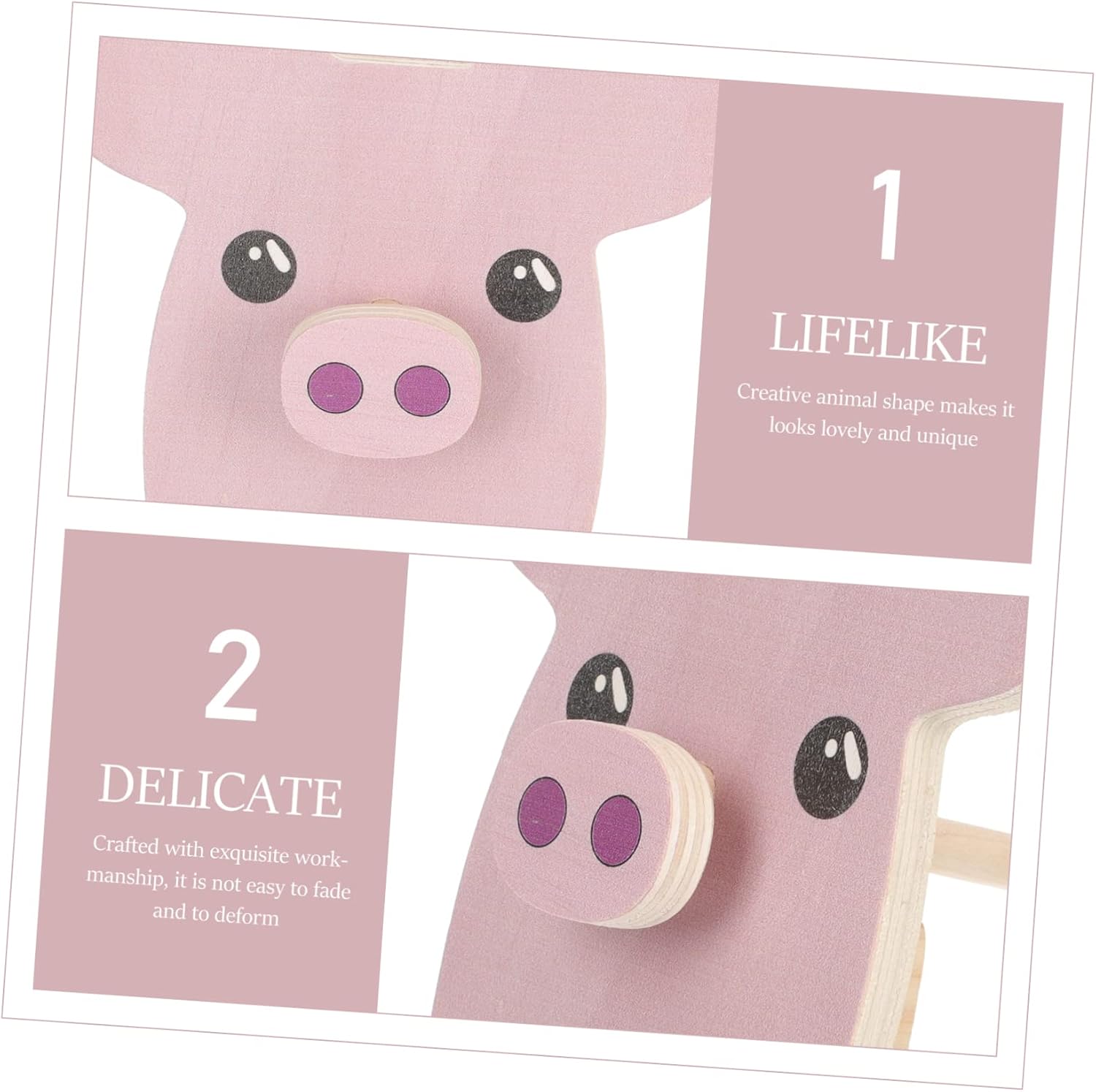 VOSAREA Wooden Piggy Glasses Frame Stand Eyeglass Holder Cute Desk Accessory Glasses Rack Sunglasses Organizer image 4