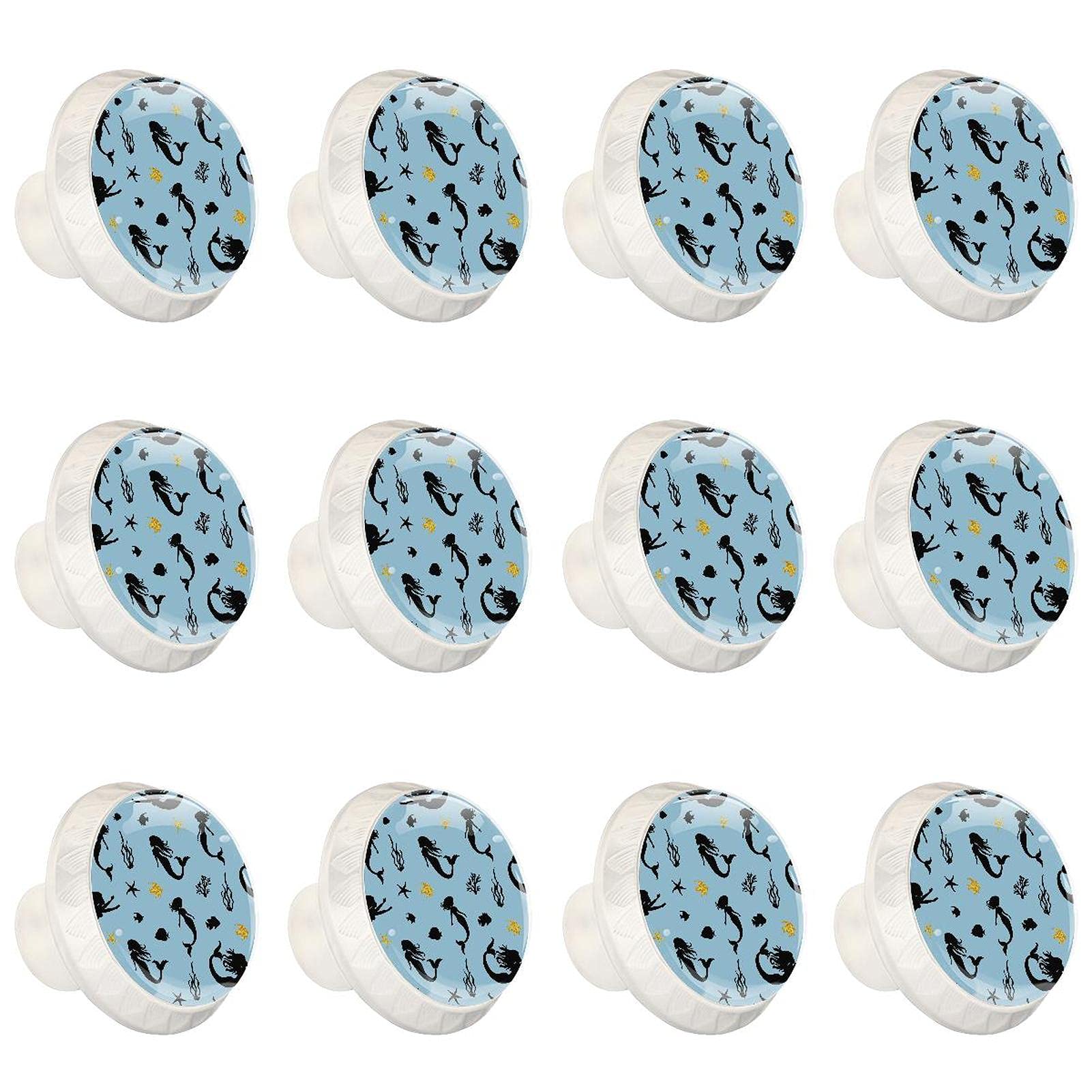 Boutons d'armoires de cuisine sirène bleu lot de 12 poignées