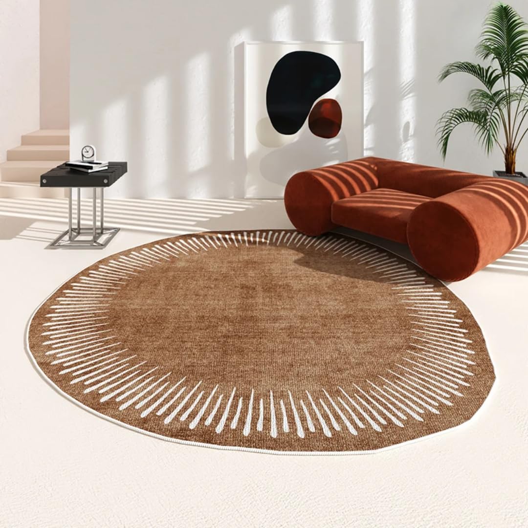 Tapis irrégulier chambre moderne rond épais et lavable pour décoration salon 120x120