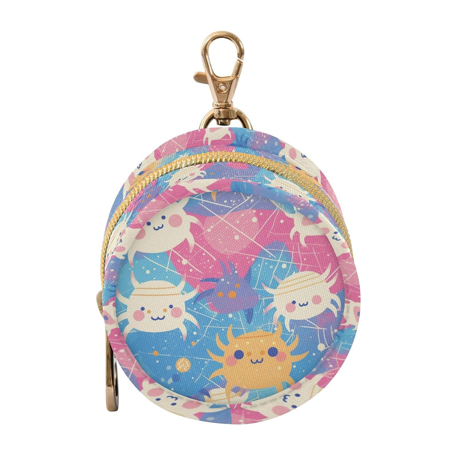 Funny Cartoon Cute Monsters Newborned Girl Pacifier Holder Case with Zipper and Clip Wristlet Wallet, Baby Items Storage Container
