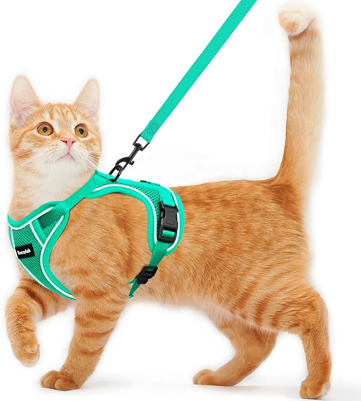 Peitoral para Gatos com Guia, Ajustável e com Malha Respirável Kaazylab