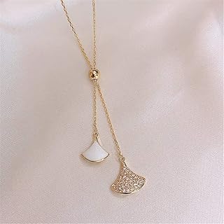 Squisito, elegante a forma di ventaglio-Fashion Silver Needle ciondolano goccia for la signora Diamanti Orecchio nappa Anello Donna Senior Light lusso Ear Ornament Orecchino ( Color : Necklace-White )