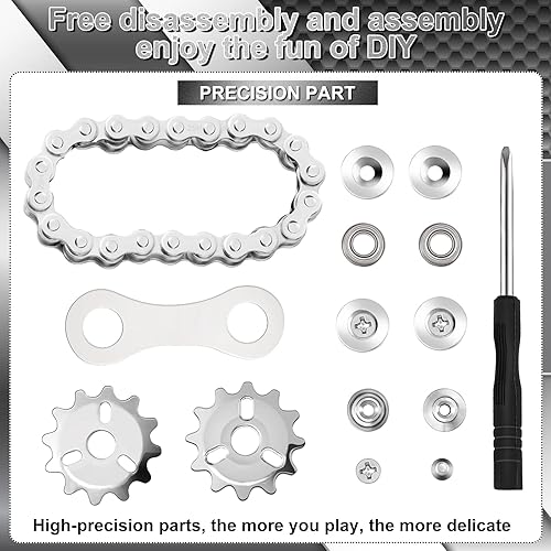 Miniatura 6 de Honoson 3 Pack Sprocket Chain Fidget Toy Sprocket Fidgets Stainless Steel Fidget Bike Chain Metal Chain Fidget Spinner Sensory Bike Chain Gears with