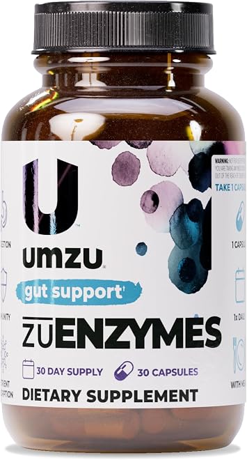 UMZU zuEnzymes Digestive Support Supplement, 30 Day Supply 21 Enzyme Blend with Lipase Protease & Amylase Digestive Enzymes for Gut Health & Probiotic Daily Digestive Wellness Support Formula