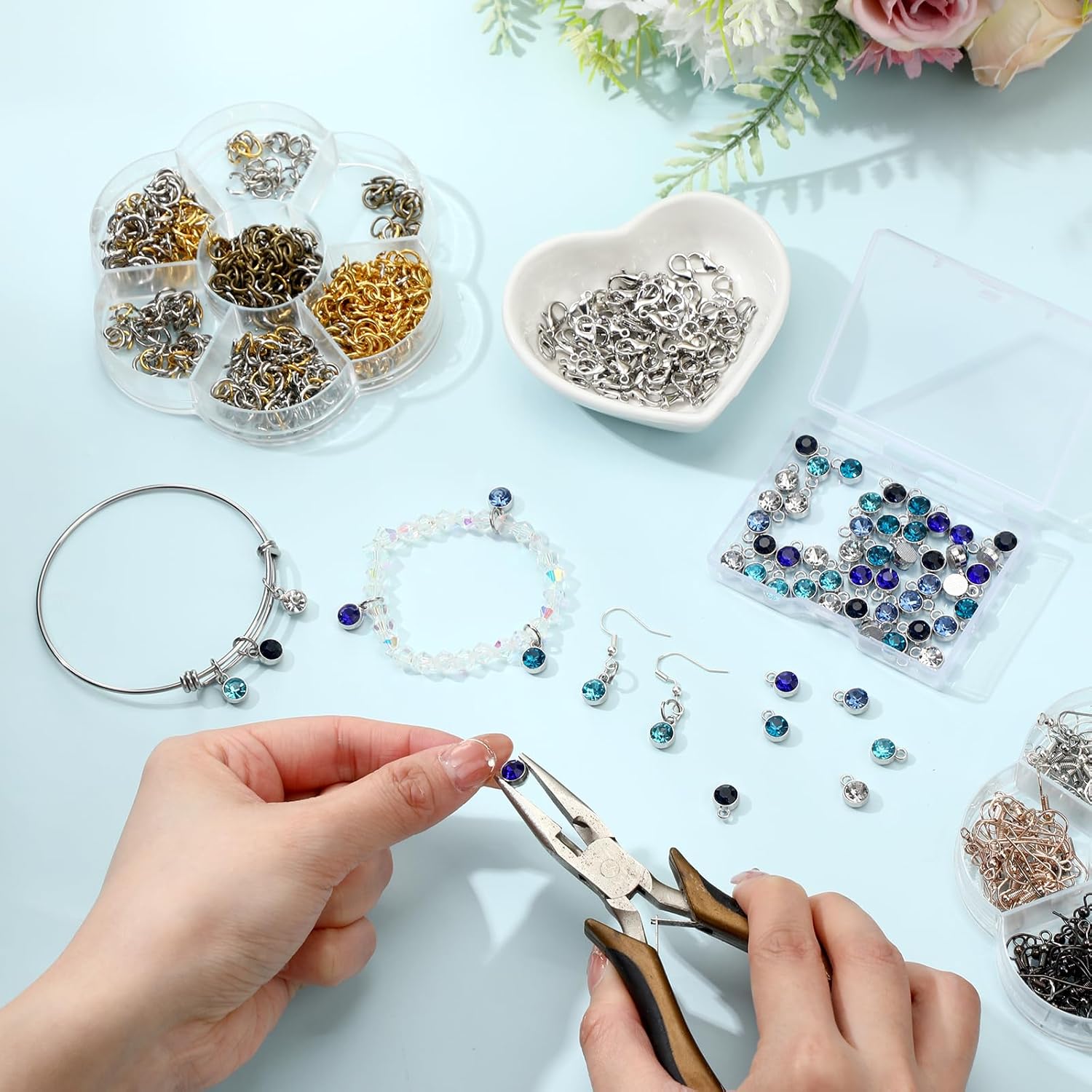 Sureio 120 Pcs Birthstone Charms for Jewelry Making Handmade DIY Crystal Birthstone Beads Bling Round Charms Bracelet Enamel for Birthday Jewelry Making Earrings Accessory (Mixed Colors) - Image 5