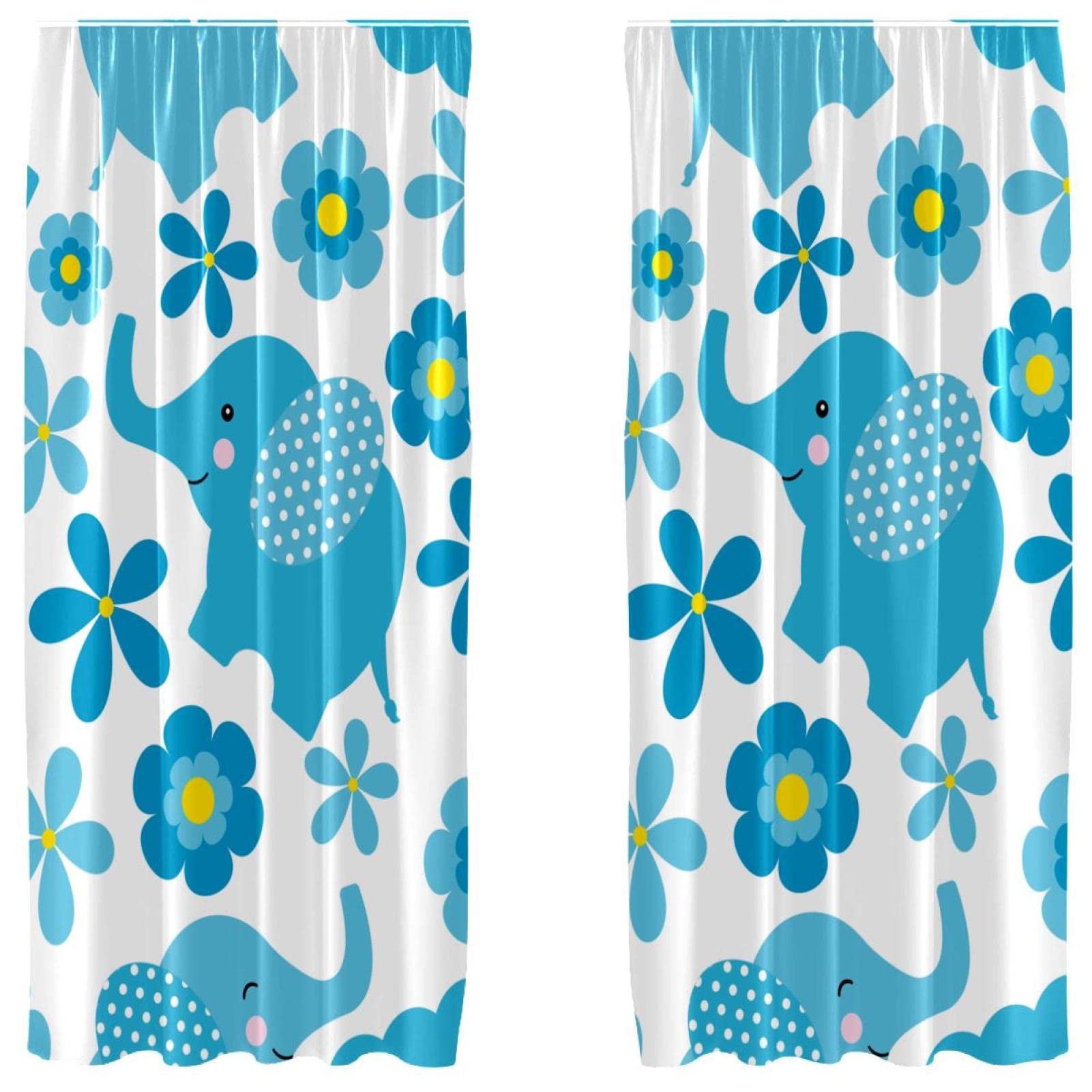 Rideaux éléphant de fenêtre décoration intérieure lot de 2 panneaux de 213cm