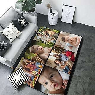 Custom 6 Pictures Personalized Photos Area Rugs 5x7 Ft for Bedroom Livin...