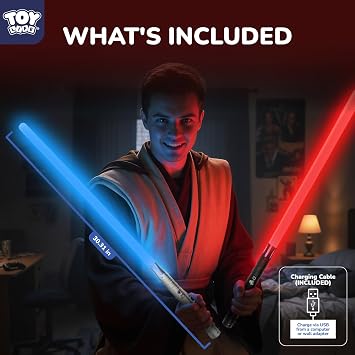 TOY Life Dueling Light up Saber for Aults and Kids - RGB Metal Hilt Light up Sword with Base Lit Blade - Force FX Lightsaver - Combat Ready Realistic Light up Saber for Dueling