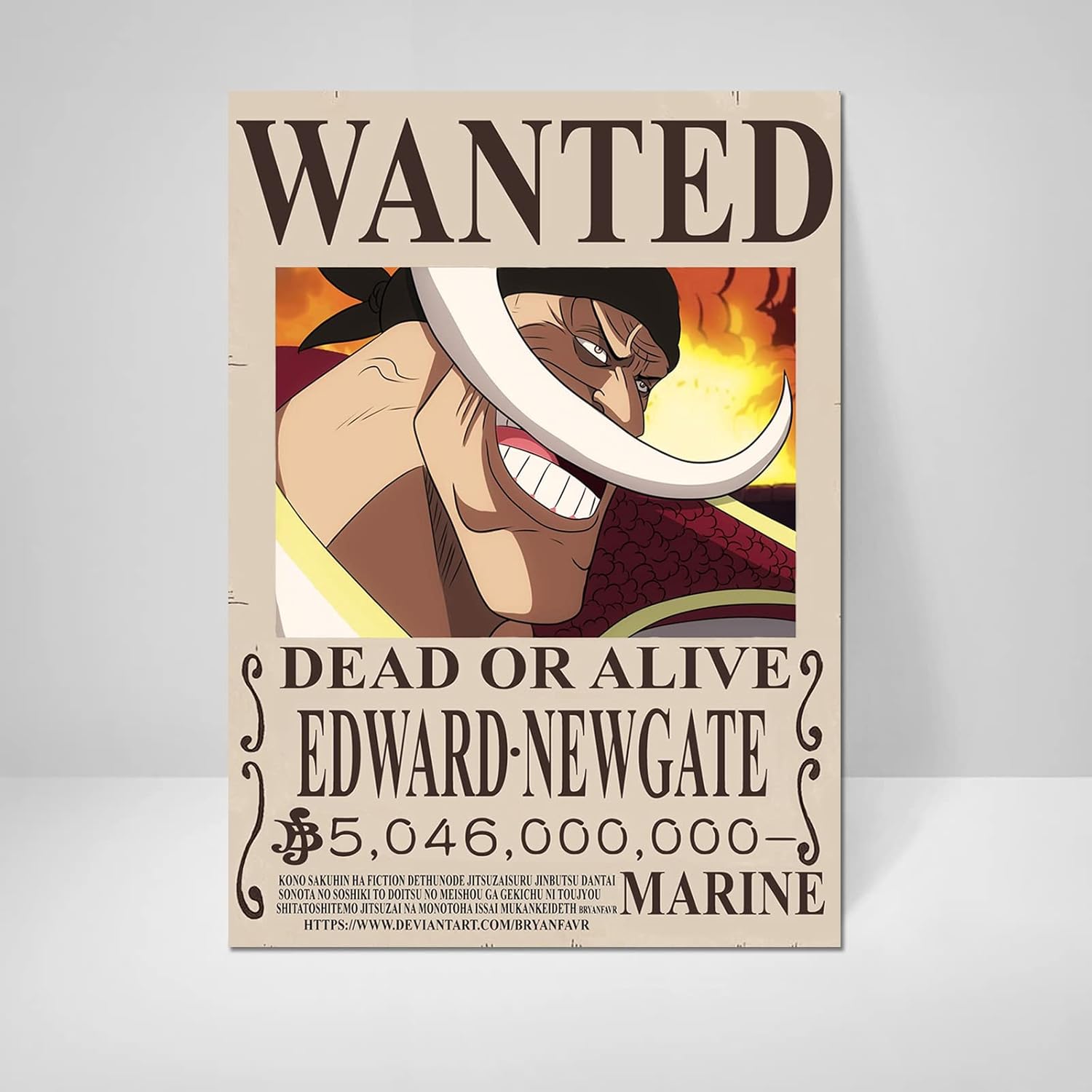 Amazon Com Anime One Piece Wanted Poster Canvas Painting White Beard Edward Newgate Hd Print Sticker Wall Paper Room Decor Boy Gift Unframed White Beard Posters Prints