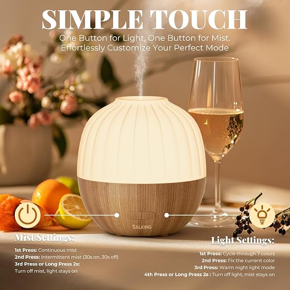 SALKING Essential Oil Diffuser for Home, 300ml Aromatherapy Diffuser Quiet