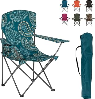Highlander - Silla plegable para acampada, ligera y duradera, perfecta para camping, festivales, jardín, caravanas, pesca, playa, barbacoas, Paisley verde azulado