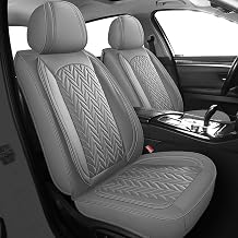 MIROZO Seat Covers Full Set,Leather Car Seat Covers Waterproof Automotive Seat Covers Vehicle Seat Covers Universal Car Seat Protector Seat Cover Set for Cars SUV Pick-up Truck Sedan Full Set, Gray