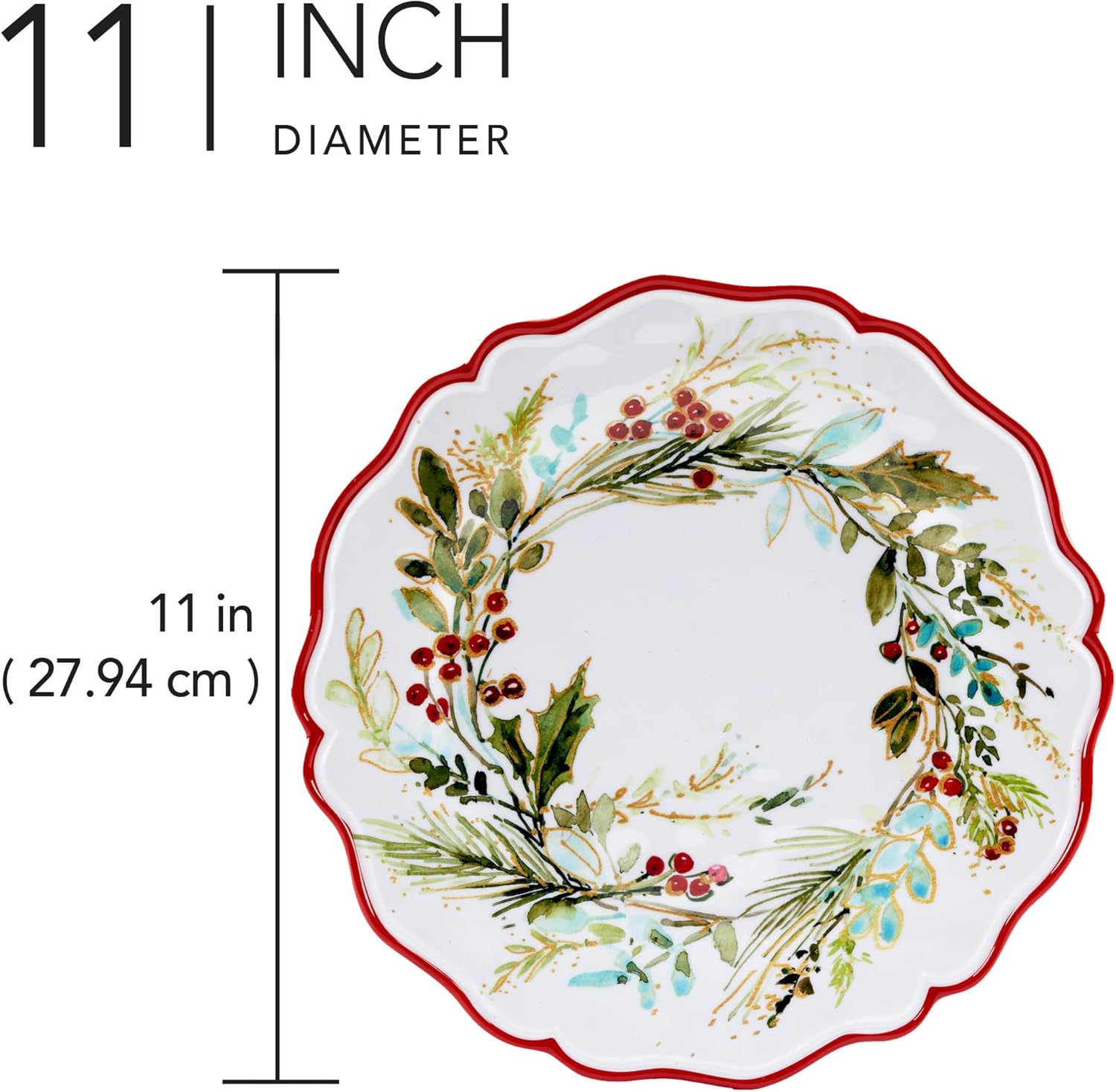 Certified International Christmas Gatherings 11" Melamine Dinner Plates, Set of 4 (Pack of 3)