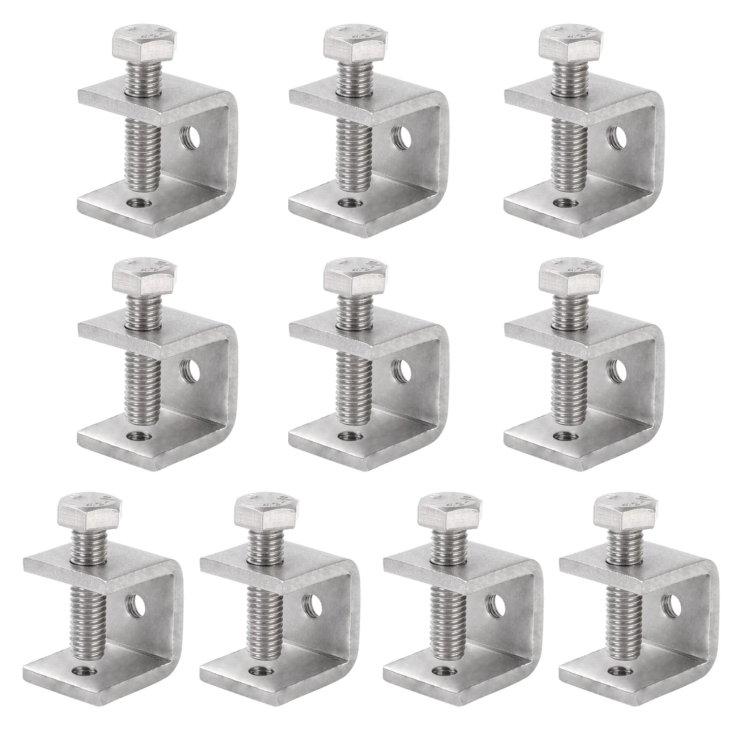 53/64” (21 mm) Mini C Clamps Stainless Steel, Small C-Clamp Tiger Clamp G-Clamp U Clamps Heavy Duty for Woodworking Welding Building Household, 1/8”(4