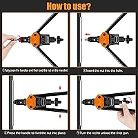 Vista 5 de BEETRO Herramienta profesional de tuerca remachadora de 16 pulgadas, kit de pistola de tuerca de remache manual, remachadora con 11 mandriles