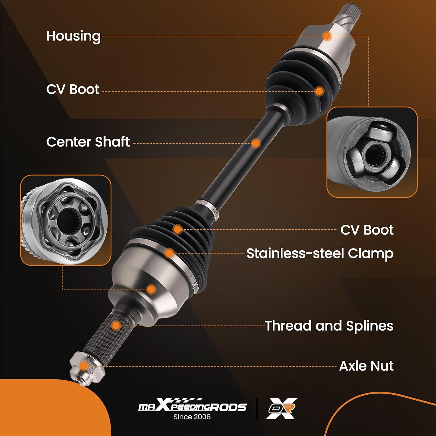 maXpeedingrods Front CV Axle Shaft Assembly for Mazda 3 2005-2013, 3 Sport 2009-2013, 5 2006-2015, L4 2.0L 2.3L 2.5L, Left Driver Side, Replace# GG2625600H, GG2825600D