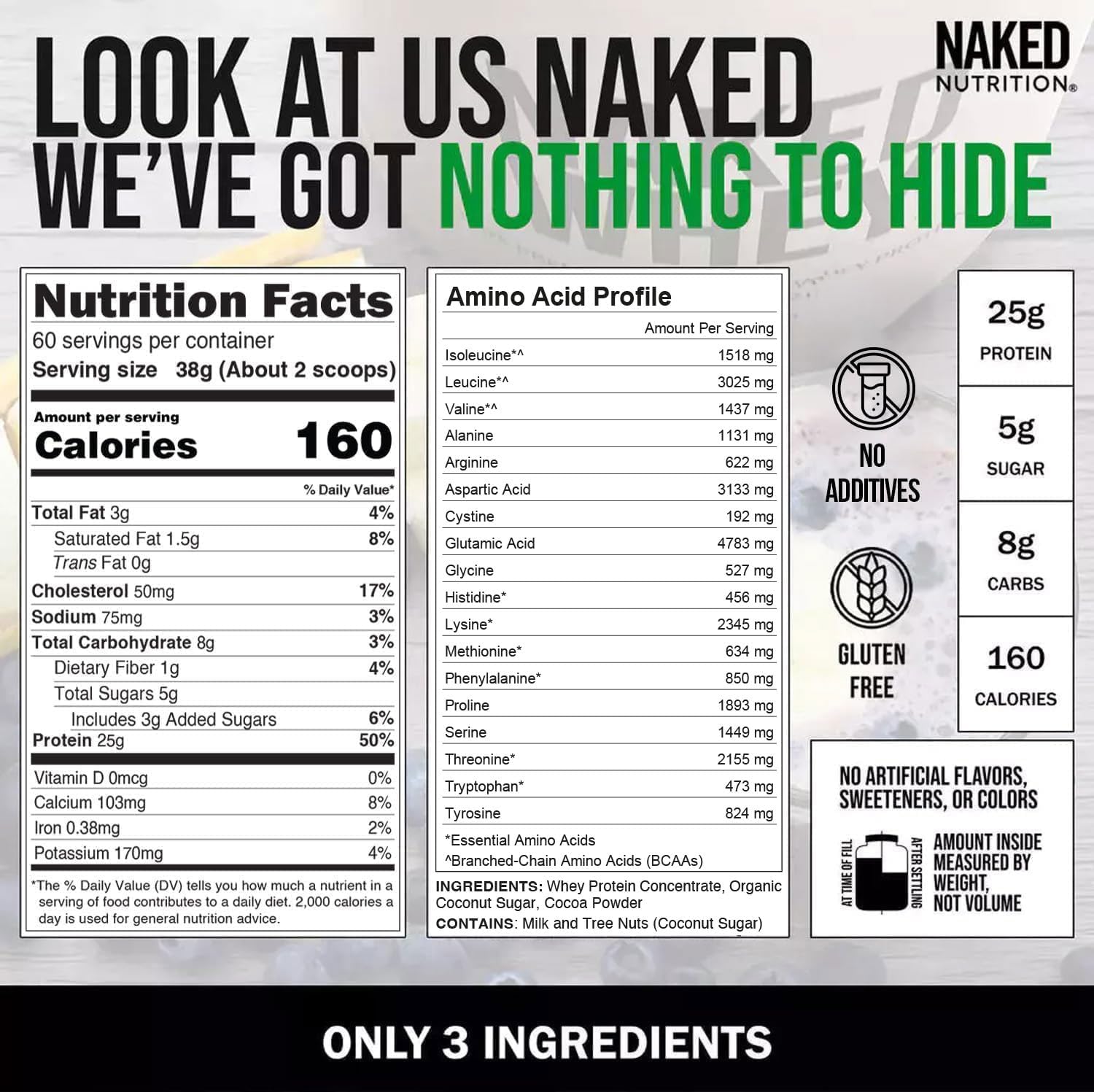 NAKED Whey Protein Supplement Powder, Chocolate, GMO Free, Soy Free, Gluten Free Aid Muscle Growth and Recovery 60 Servings, 5 Ib - Image 5
