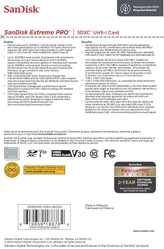 Miniatura 5 de SanDisk Tarjeta de memoria Extreme PRO UHS-I U3 SDXC de 256 GB