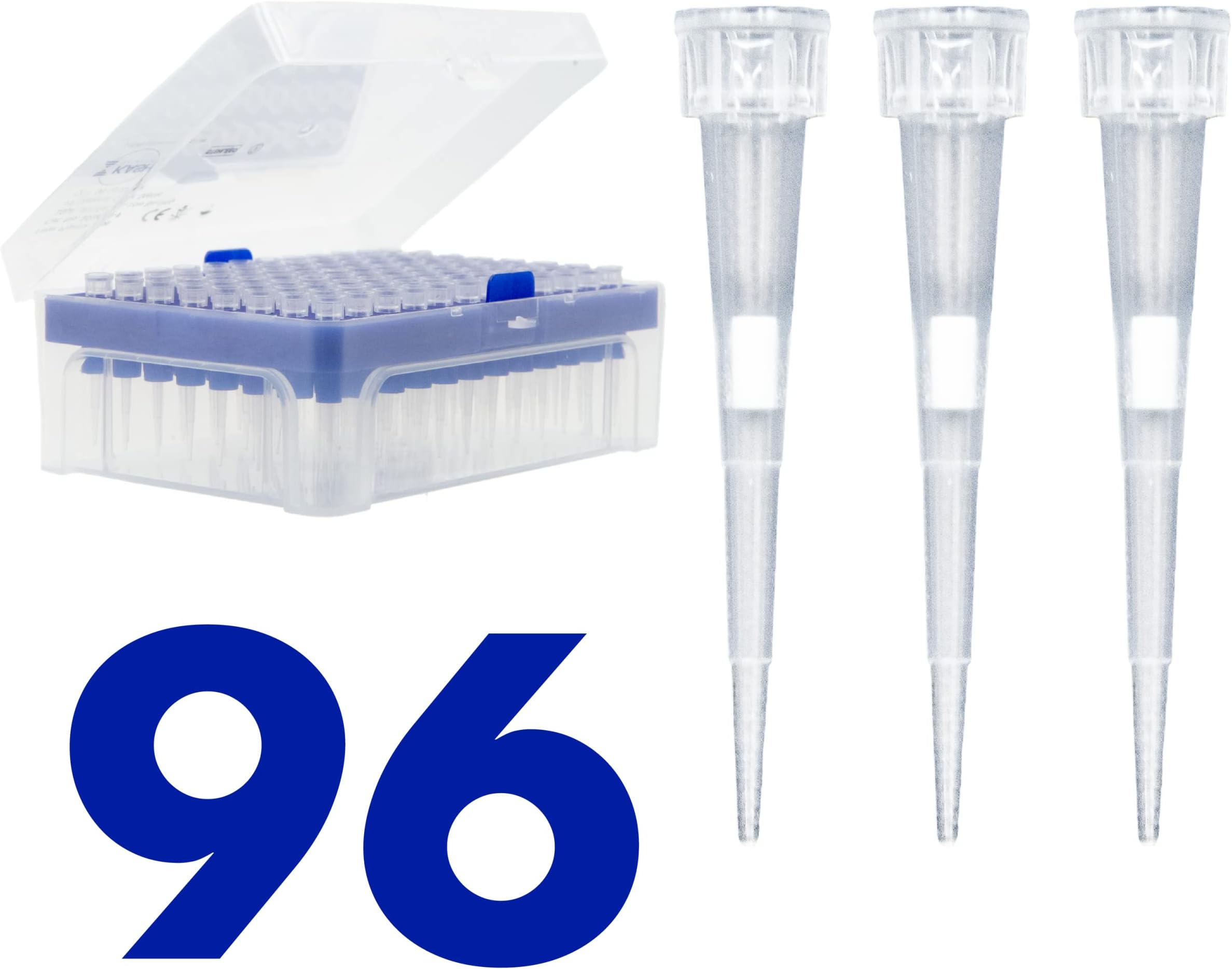 10uL Filter Pipette Tips - Universal Lab Pipette Tips - Sterile Pipette Tips 10 ul - Tips for Pipette - DNase/RNase/Pyrogen Free, Low Binding, 1 Rack of 96 Tips